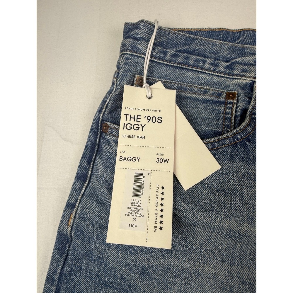 Denim Forum The '90s Iggy Jeans 30W Blue Lo-Rise Baggy Bleu Bellini Please NWT - Picture 2 of 5